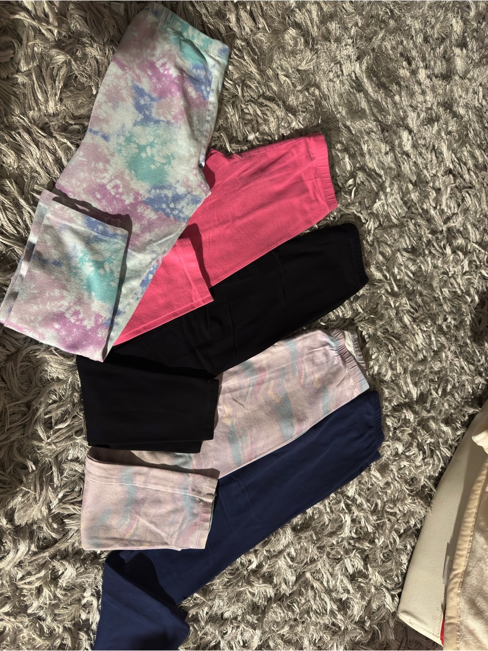 Cat & Jack Girls' Leggings Pack - Tie-Dye Pastel, Hot Pink, Black, Navy